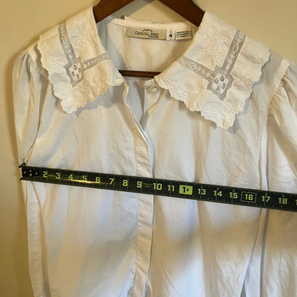 Vintage Cotton Lace White Button Down Shirt - Picture 7 of 7